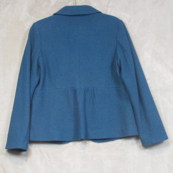 Pendleton Coat Womens Blue Teal Button Up Merino Wool Pea Jacket Size L - Picture 2 of 6
